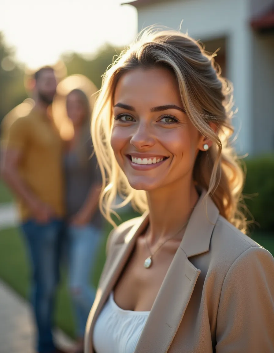 Corretora de imóveis sorrindo