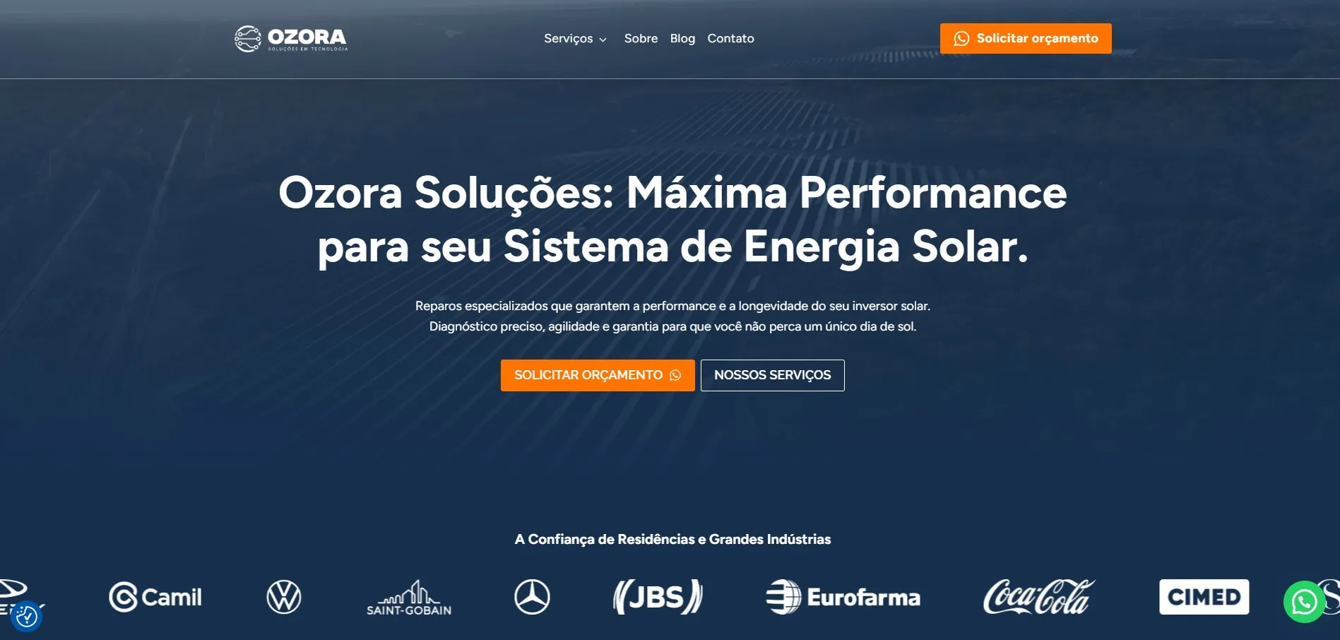 Site de energia solar criado pela lowcac